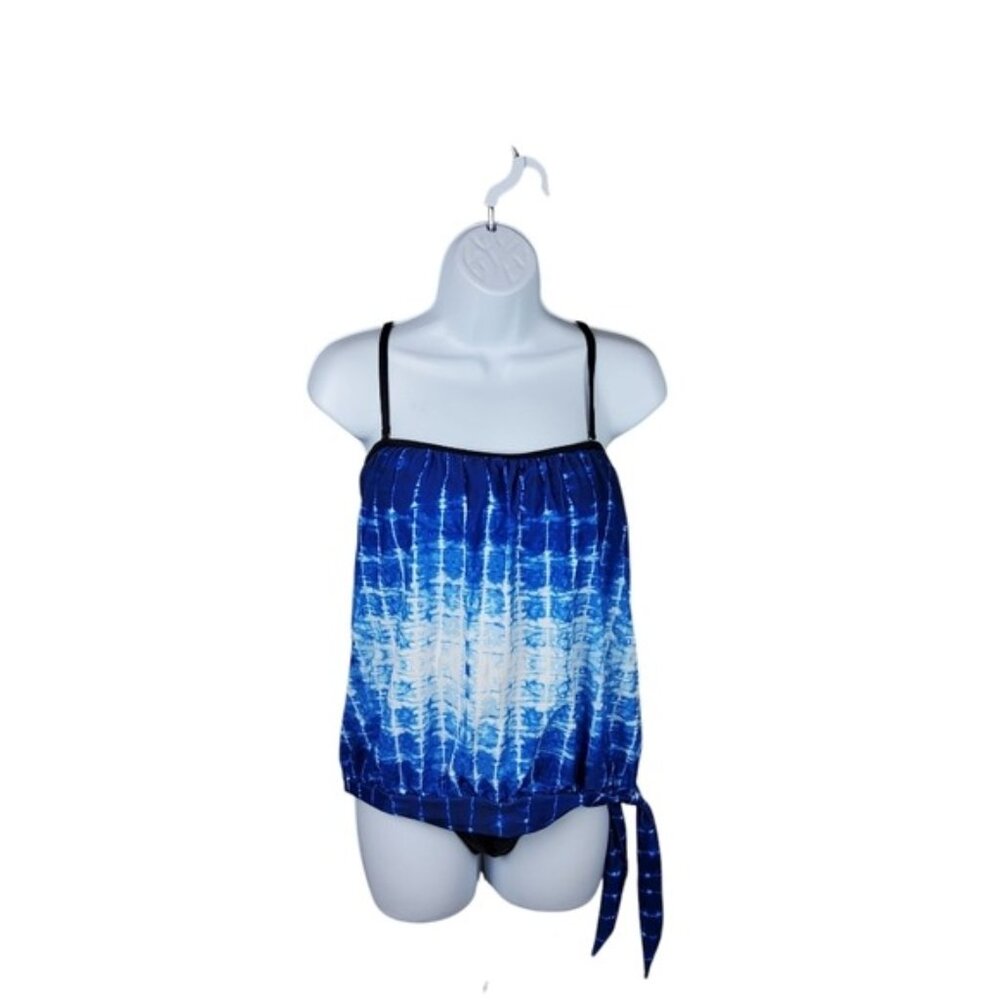 Peddney Ombre Blouson Tankini Two Piece Swimsuit In Blue Size XXL